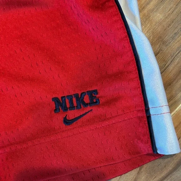 Nike Red Women’s Athletic Shorts with White Side Panels Medium - Picture 2 of 3